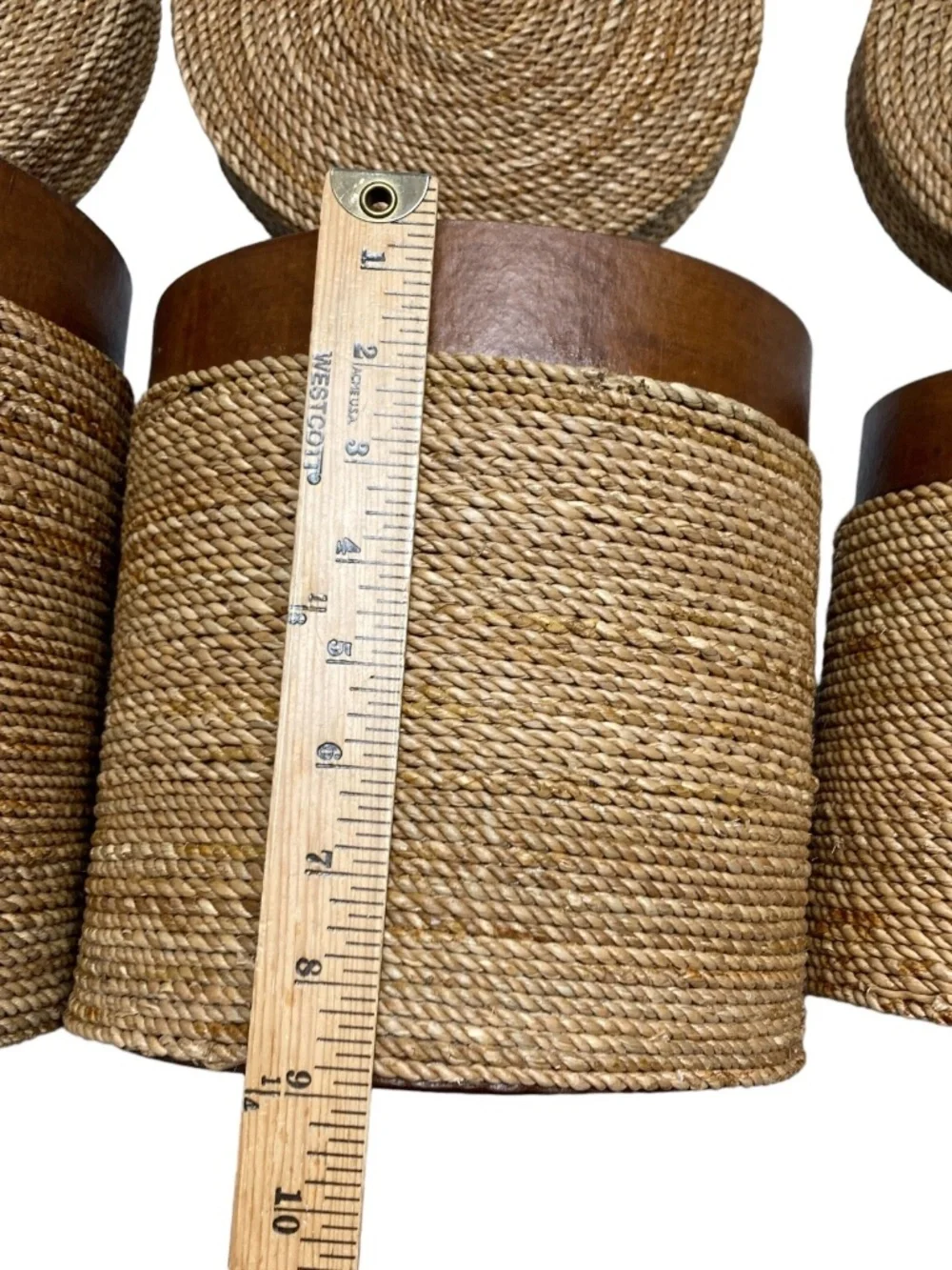 Vintage Nesting Boxes Set of 3 Brown Jute Rope Rustic Primitive Storage Any Room